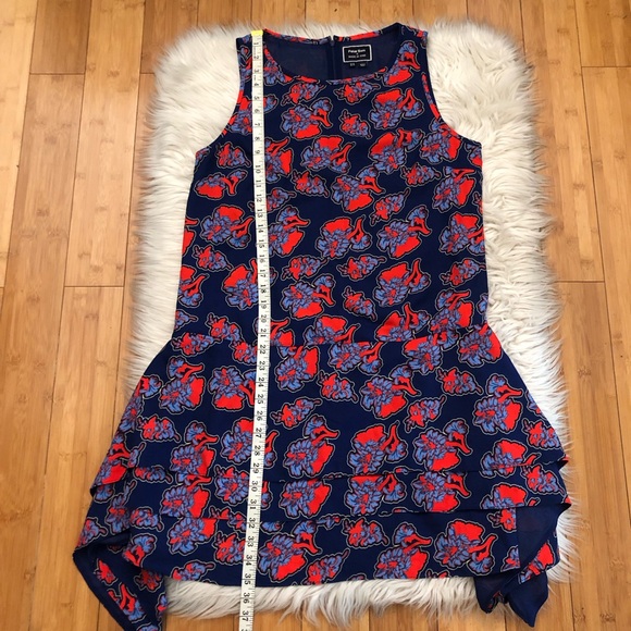 Anthropologie Peter Som Sintra Blue Red Floral Tiered Asymmetrical Hem Dress 12 - Picture 12 of 14
